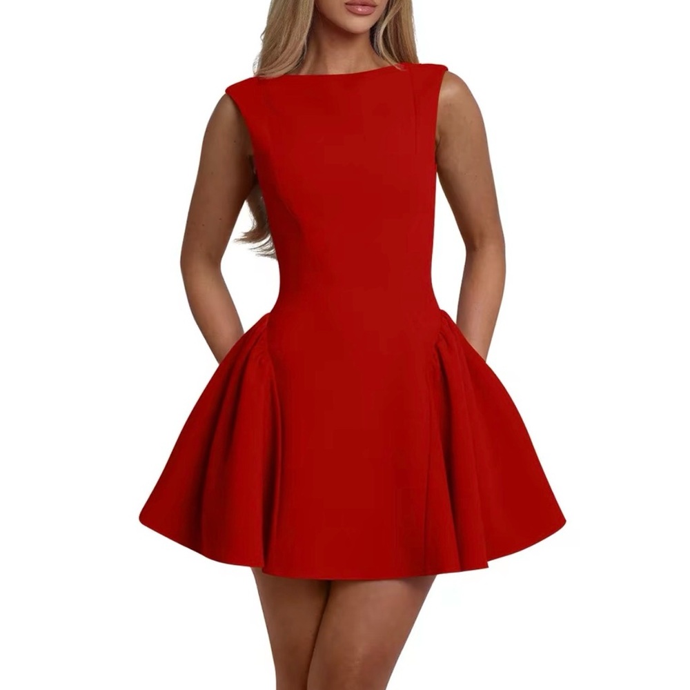 Chic Red Sleeveless Mini Dress